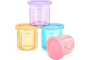 FIRJOY 16 oz. Containers | Extra Replacement Pints and Lids - Compatible with Ninja Creami NC301 NC300 NC299AMZ Series ONLY (4 Pack - Purple, Pink, Green, Yellow)