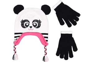 PEAK 2 PEAK Girls Knitted Animal Beanie Winter Hat & Glove Set – Warm Cold-Weather Accessories for Ages 4–9
