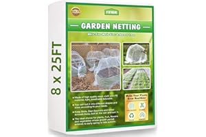 FIFNIM Garden Netting 8x25FT,Fine Garden Mesh Netting Pest Barrier Bird Net Yard Protection Reusable Mosquito Net Plant Garden Bed Row Cover Nylon Net Fabric for Vegetables Plants Fruit Trees Flowers