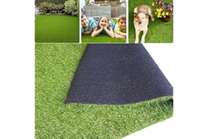 NINXANG Artificial Grass Rug 0.8 Inch Pile Height 3FTx10FT Indoor Outdoor Rug Fake Grass Carpet with Drainage Holes Green Synthetic Grass Turf Mat Turf Grass for Patio Deck Balcony Landscape Lawn