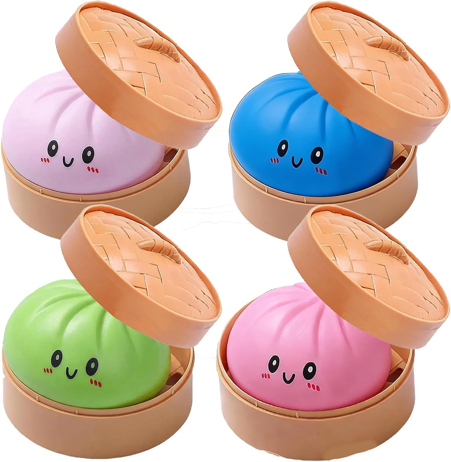 Giant Mystery Dumpling Squishy, 4 Inch Jumbo Dumpling Stress Ball, Squishy Bun, Anxiety Relief Fidget, Soft Squeeze Decompression Dough for Adults Classroom Prizes & Party Favors (4Pcs-b)