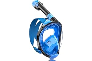 QingSong Full Face Snorkel Mask for Adults, Snorkeling Gear with Camera Mount, Foldable 180 Degree Panoramic View Snorkeling Set Anti-Fog Anti-Leak