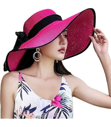 UUYYEO Womens Sun Straw Hat Wide Brim Summer Hat Foldable  display picture 3