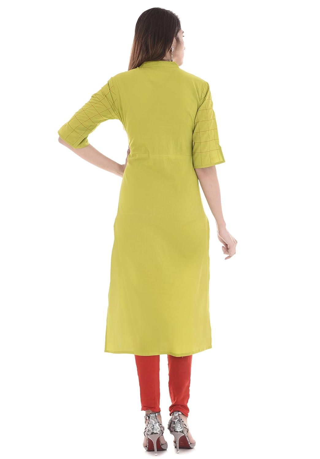 rajmandirfabrics women's cotton a-line stiched work kurti (light green)