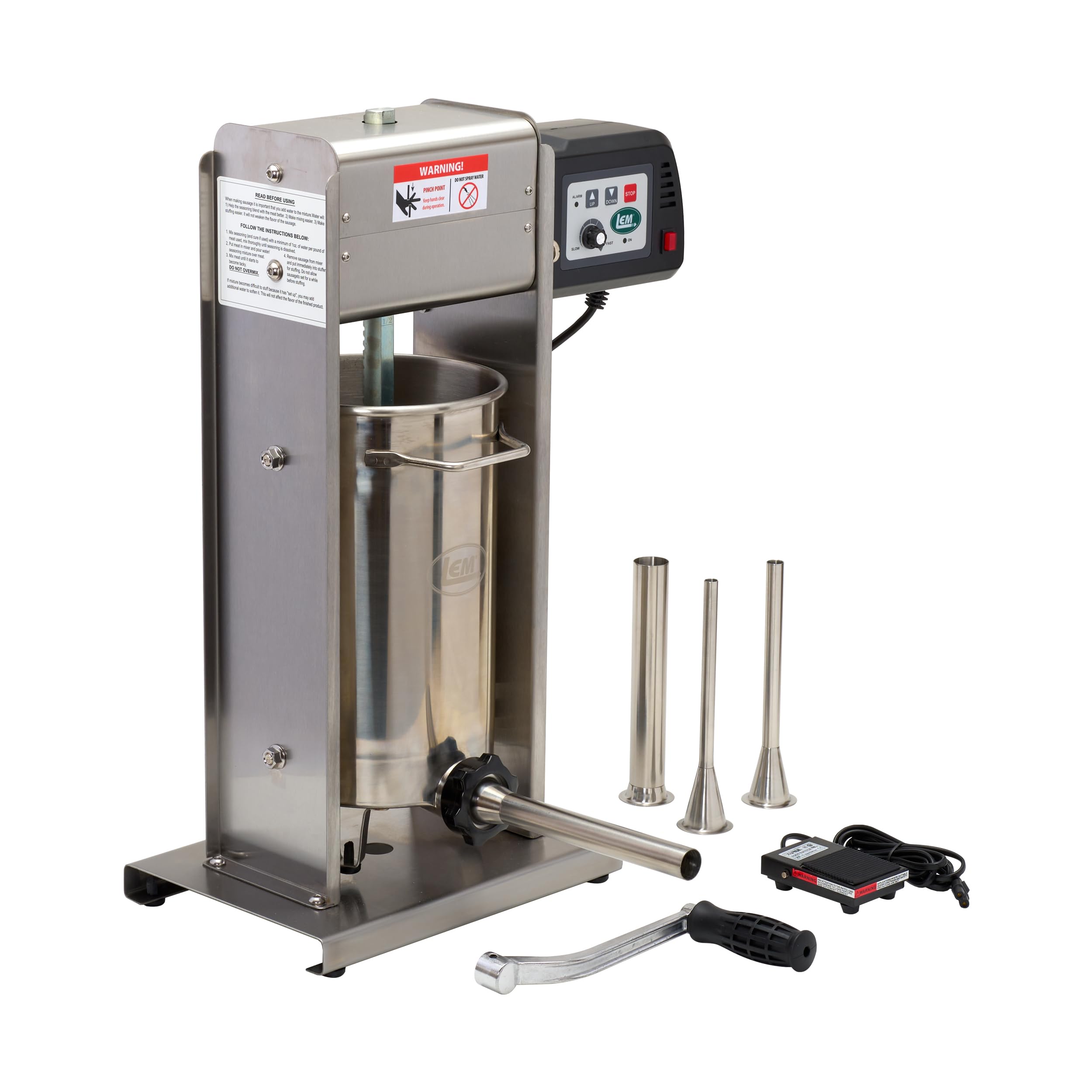 LEM Products Big Bite Motorized 20 Pound Capacity Stainless Steel Sausage Stuffer with Removable Cylinder, 0.5HP