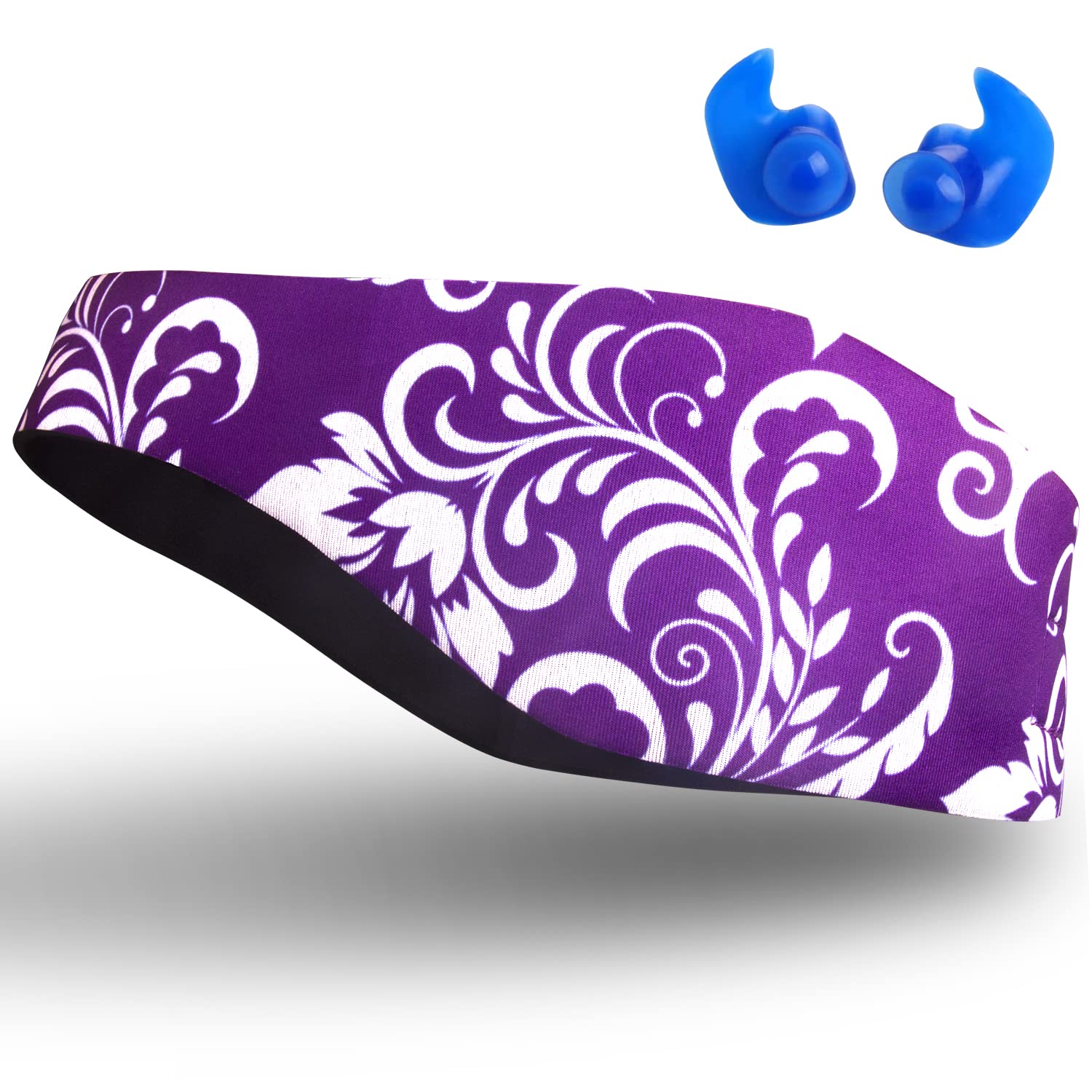 Qshare Swimming Headband for Kids & Adults– Best Design Ear Band to Protect Swimmer's Ears, Doctor Recommended to Keep Water Out and Earplugs in, 2 Sizes for Toddlers & Adults (Purple, M:4-9 yrs)
