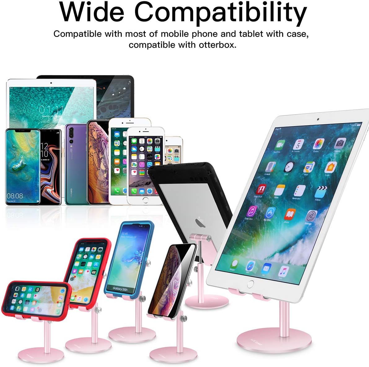 AICase Tablet/Phone Stand, Universal Adjustable Aluminum Desktop Stand, for New iPad 2018 Pro 10.5/9.7/12.9, Air mini 2 3 4 - Image 3