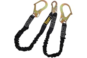 TT TRSMIMA TRSMIMA Safety Harness Lanyard Retractable - Fall Protection Climbing Tree Strap 6 FT Double Leg Internal Shock Absorbing with Rebar & Snap Hook