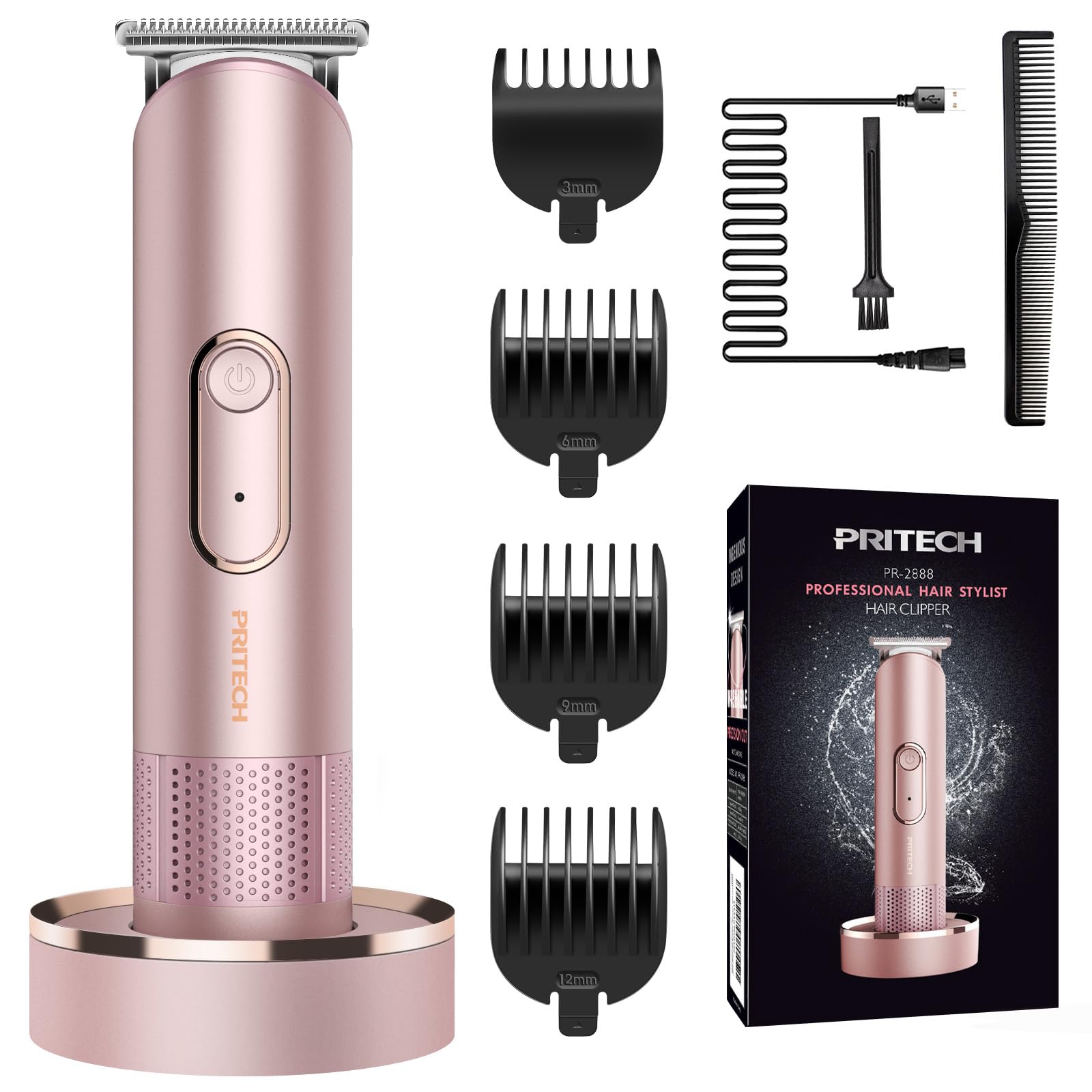 Photo 1 of PRITECH Bikini Trimmer for Women - Rechargeable Pubic Hair Trimmer for Sensitive Skin, Wet & Dry Use, Pain-Free Electric Razor&Shaver with Standing Recharge Dock, Ideal Gift for Women, Rose Gold