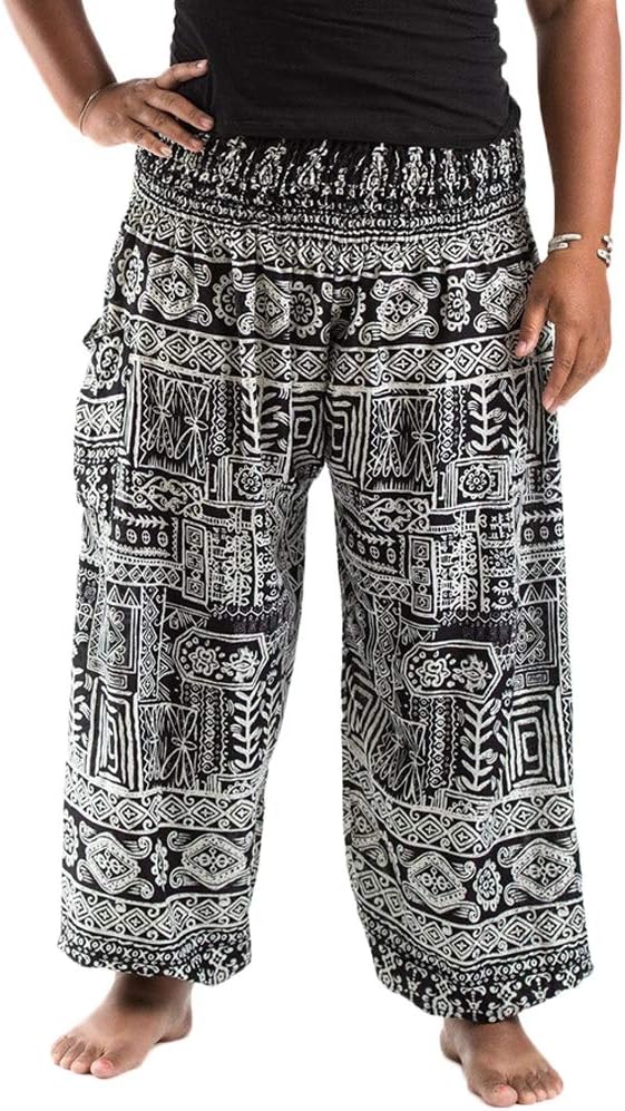 Xixiuly Couple Plus Size Harem Pants Hippie with Pockets Boho Baggy Yoga Trousers