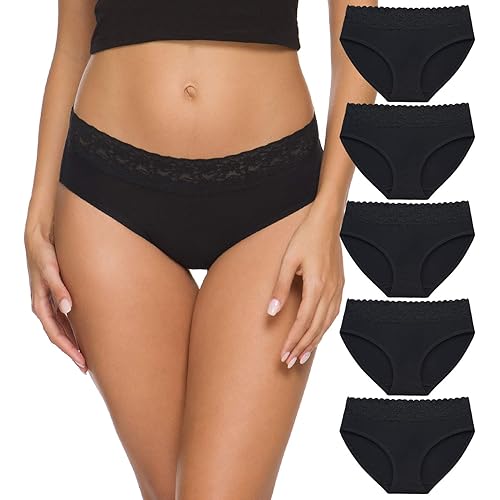 Cotton Panties for Women Bikini Underwear Hipster Underpants Lace Briefs Pack