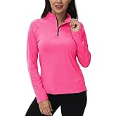 BGOWATU Women's Long Sleeve Golf Polo Shirts Quarter Zip Pullover UPF 50 Sun Shirt for Women Dry Fit Running Tops