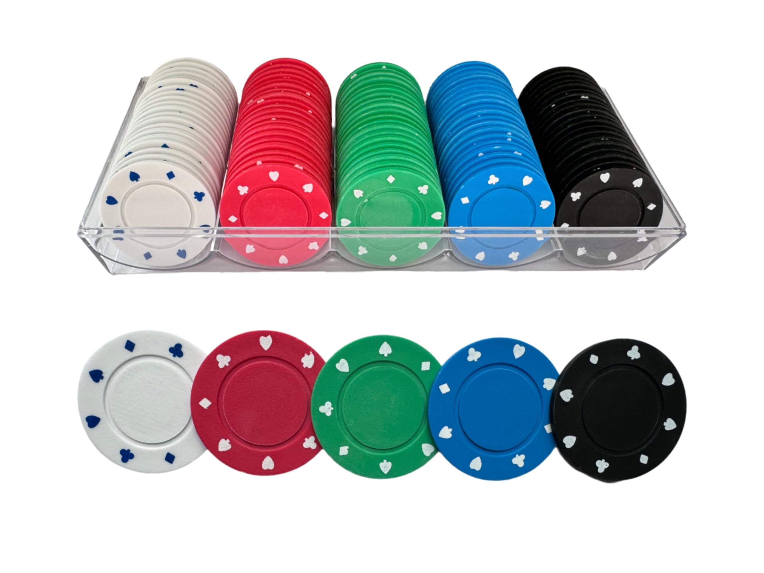 Photo 1 of Tecaver 100PCS Poker Chips with Portable Storage Box, Plastic Chips, Colorful Poker Chips, Counting Chips, for Game Night Party Supply (Blank)