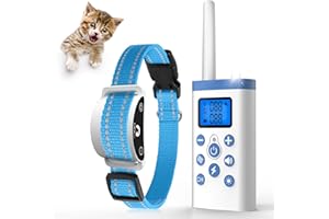PaiPaitek Cat Shock Collar with Remote, Cat Training Collar with Auto Anti-Meow, Beep, Vibration, Safety Shock 4 Modes for Bad Behaviour, Rechargeable, Effective for Stopping Cat Meowing
