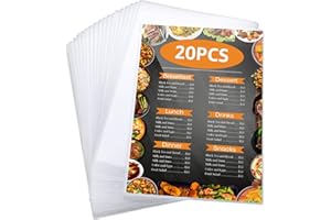 CertBuy 20 Pack Menu Covers 8.5 x 11 Inch, 2 View Restaurant Menu Covers, Clear Menu Sleeves, Menu Holder, Top-Loading, A4 Size Menu Cover for Restaurants, Bars, Cafes, Food & Drink