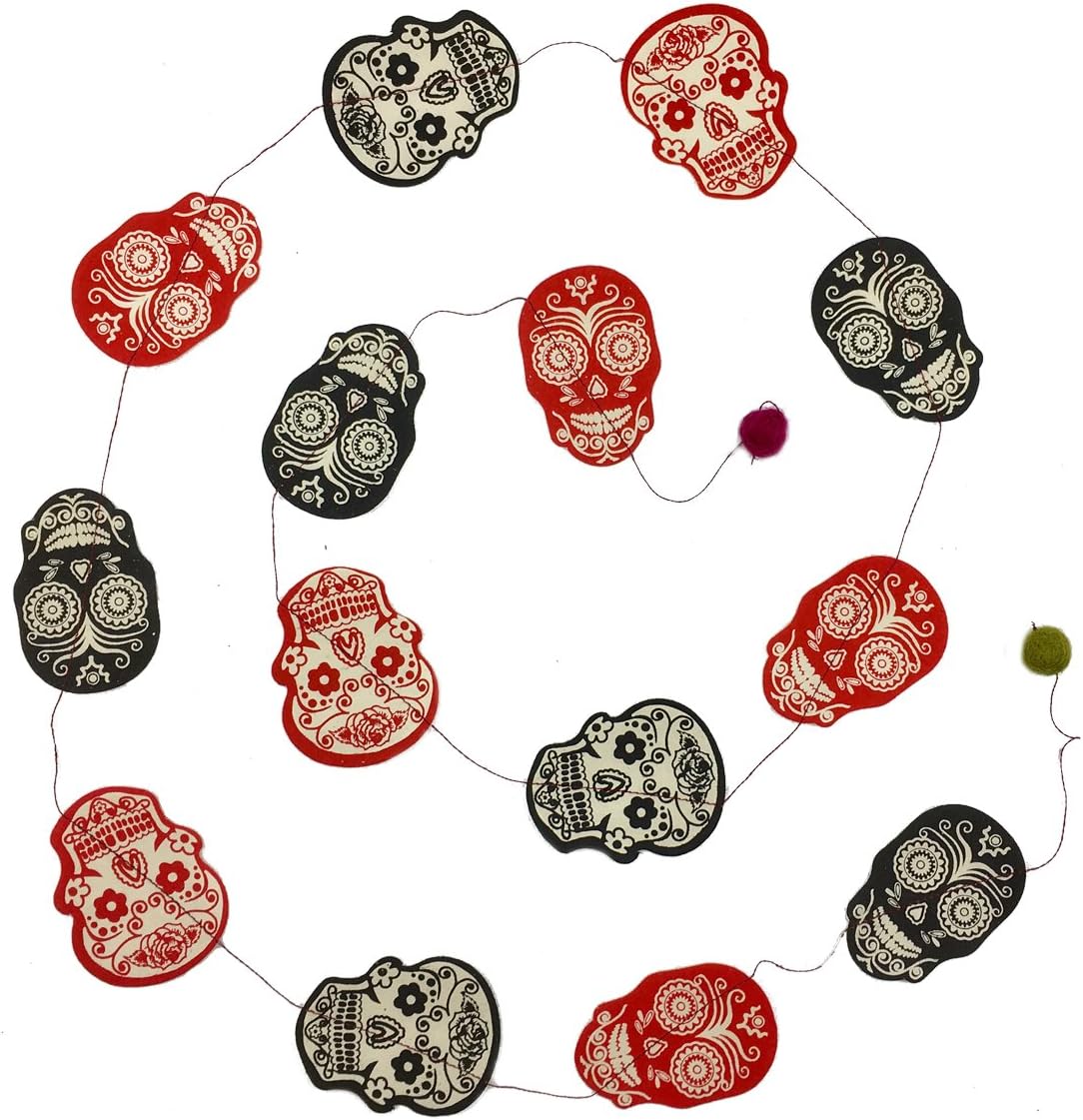 Fair Trade Eco Friendly Paper Sugar Skull Garland, Handcrafted in Nepal