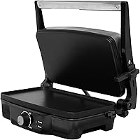 IMUSA USA Electric Stainless Steel Panini Press with Adjustable Temperature Settings and Nonstick Plates, 1200W