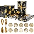 GAOHUI Wrapping Paper- Luxury Gift Wrapping Paper with Golden Foil Hearts, Text Happy Birthday, Emoji, Gift Pattern Design- Black Wrapping Paper for Birthdays, Wedding, Anniversaries, Events