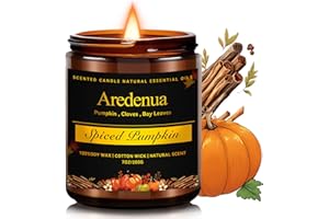 Fall Candle - Spiced Pumpkin Scented Candle, Autumn Scented Candles for Home - Natural Soy Autumn Candle - 7 oz Aromatherapy 