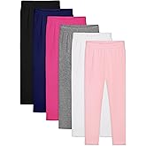 Resinta 6 Pack Girls Cotton Leggings Kids Pull On Leggings Elastic Waistband Stretchy Full Length Footless Soft Tights Pants