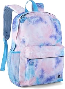 Kids Backpack for Girls, Boys, Teens by Fenrici, Recycled School Bag with Laptop Compartment, 16 in x 13.5 in (Pink Tie Dye)
