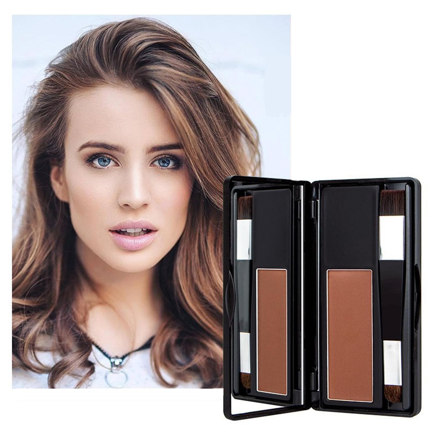 Root Cover Up Medium Brown, Root Cover Up Hairline Powder for Thin Hair, Hairline Powder, Root Touch Up Hair Powder, Water & Sweat Resistant Hair Loss Concealer Set for Thinning Hair Women (8g)