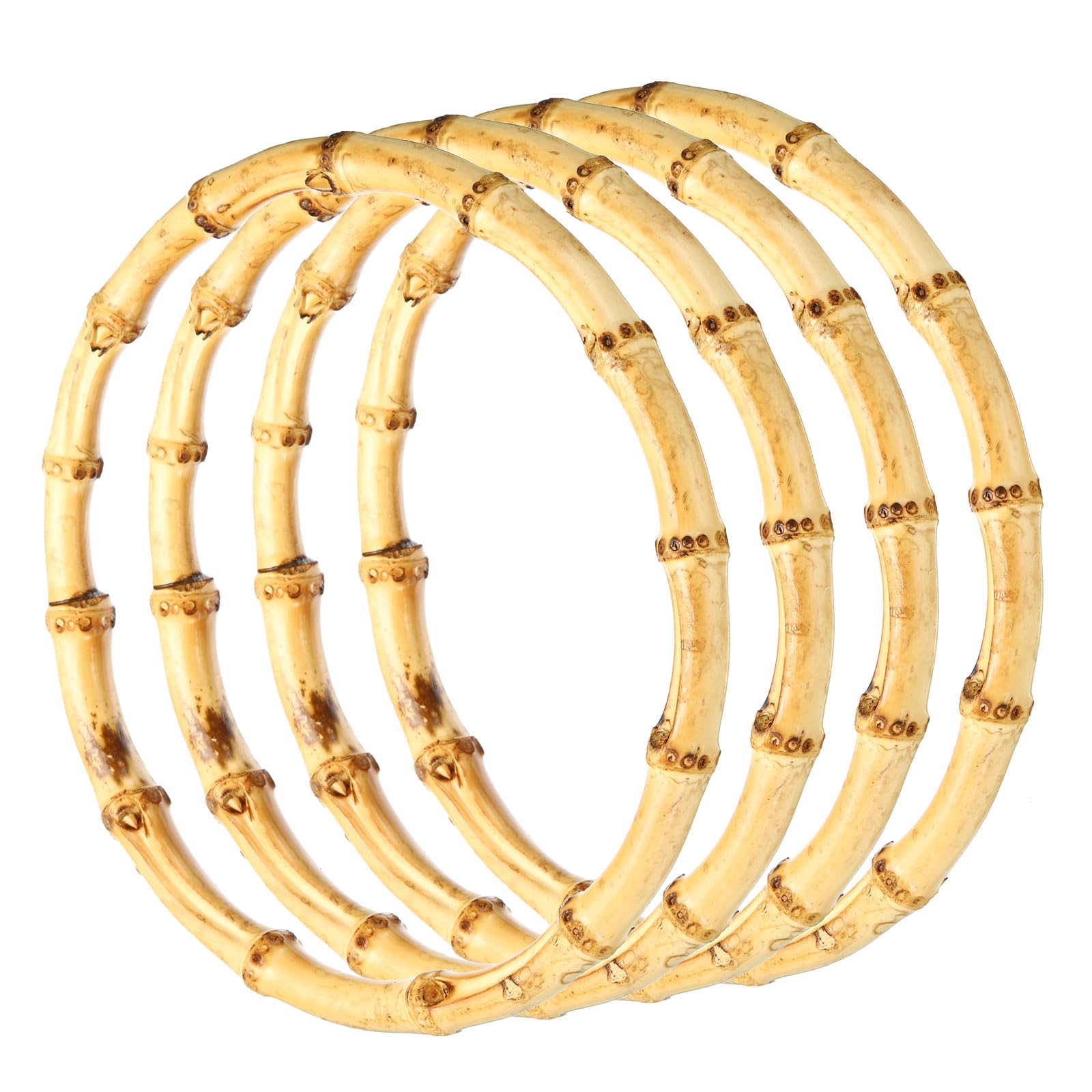 PATIKIL 6.7 Inch Bamboo Purse Handles, 4 Pcs Round Replacement Handmade Rings for Tote Bag Purse Making Decorations, Wood