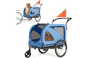 Sepnine Dog Bike Trailer, Supports up to 110 lbs, 2-in-1 Pet Stroller Cart Bicycle Carrier, Easy Fol...