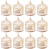AYMXZT 12PCS Flameless Candles, Battery Operated LED Tea Lights for Valentine‘s Day, Christmas, Wedding, Anniversary, Table Centerpiece Decor, Wishing