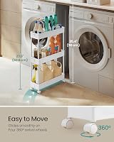 SONGMICS 3-Tier Storage Trolley with Wheels Cloud White KSC007W01 14.4 x 42 x view 6