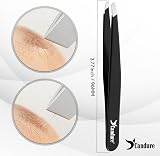 Candure Slanted Tweezers Stainless Steel with Leather Pouch view 2