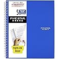 Five Star Spiral Notebook, 5 Subject, College Ruled Paper, 200 Sheets, 11" x 8-1/2", School, Wired, Blue (73635)