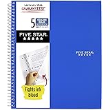 Five Star Spiral Notebook, 5 Subject, College Ruled Paper, 200 Sheets, 11" x 8-1/2", School, Wired, Blue (73635)