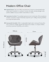 HNNHOME Modern Eris Padded Swivel Fabric Office Chair Grey Velvet view 3