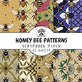 Honey Bee Pattern Scrapbook Paper: 20 Double-Sided Sheets for Scrapbooking, Junk Journals, Card Making, Decoupage, Origami, Paper Crafts, DIY Projects and Mixed Media