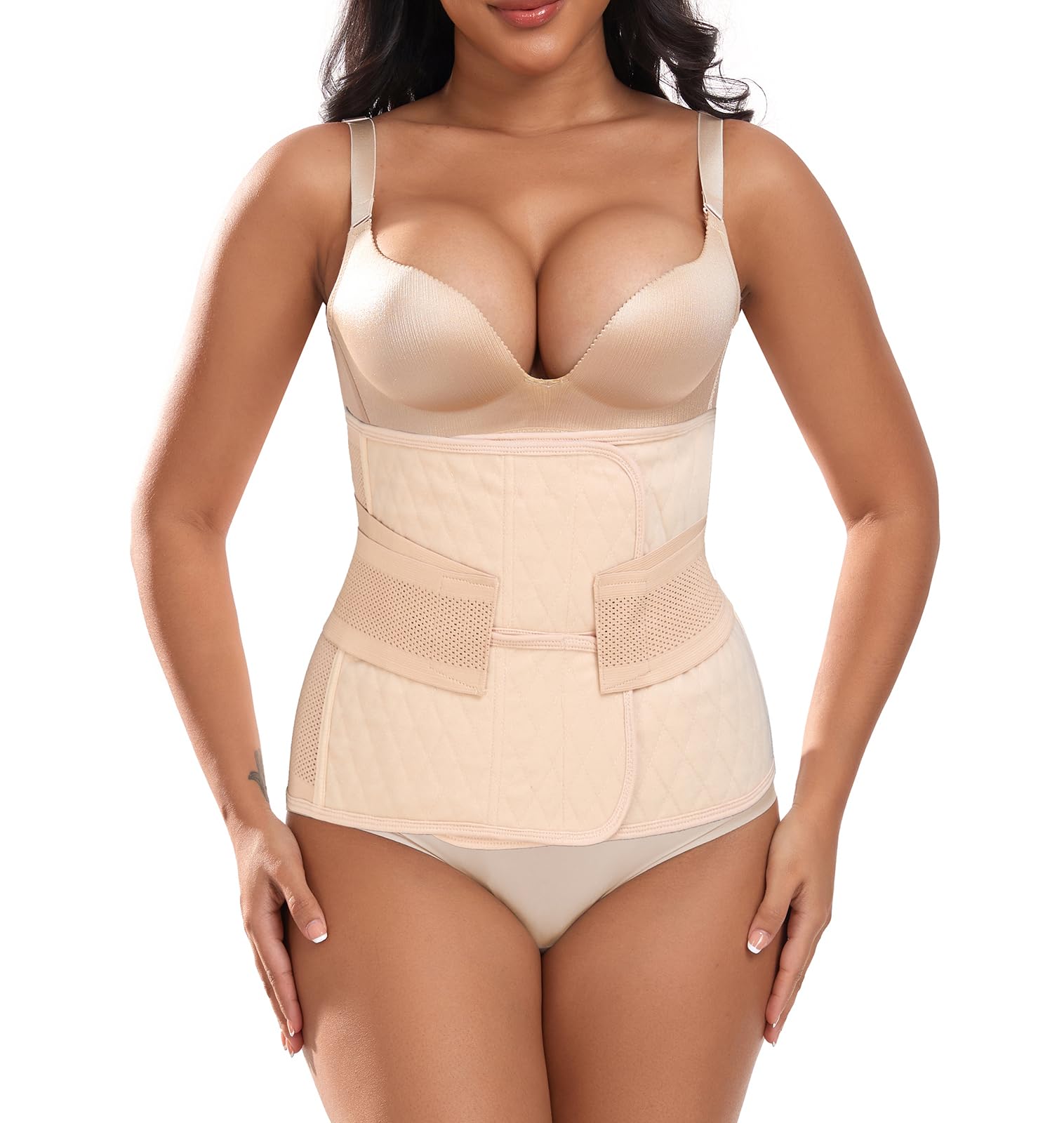 Photo 1 of Moolida Abdominal Binder Post Surgery Postpartum Belly Band Belly Wrap Hernia Belt Stomach Compression Wrap C-Section,Nude,S/M