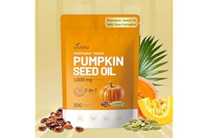 VivoNu Pumpkin Seed Oil with Saw Palmetto Capsules | Cold Pressed, Pure Virgin Oil, Essential Fatty Acids & Phytosterols 300 Softgels Supports Hair, Urinary, Bladder & Prostate Health, Non-GMO