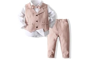 Kimocat Baby Boys Gentleman Bowtie Formal Outfit Suits Tuxedo Vest Wedding Party Suit