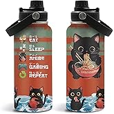 DUUV Cat Gifts for Women, 32 Oz Anime Cat Water Bottle, Cats Lover Gifts for Birthday, Cute Anime Bottles for Mom Sister Friends, Insulated Bottles Leak Proof Cup, 1PCS
