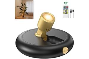 LER0KTR Rechargeable Battery LED Spotlight Indoor: Wireless Mini Art Accent Spot Lights with Timer Remote - Small Dimmable Uplight for Plants Display Painting Dartboard Artwork Portrait Closet (1 pack-black)