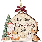 Baby's First Christmas Ornament 2025 - Babys 1st Christmas Ornament, Newborn Gifts for Infant Boy or Girl, New Parents, Grandparents - Babies Shower Wooden Hanging Decorations