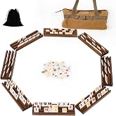 Jyquorp Rummy Cube 8Player Edition with 8 Wooden Racks Trays 214 Numbers Rummy Tiles Set with Zippered Case Rummy Travel Game Set Classic Board Games for Family Adults Party