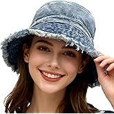 Busnos Denim Bucket Hats for Women Trendy Cute Bucket Hats for Men Woman Foldable Brim Hat Beach Hat Wide Brim Hats for Men