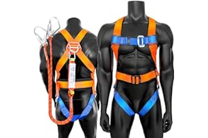 Full Body Safety Harness Tool Fall Protection with D-Rings and Waist Belt,Universal Personal Protective Equipment ANSI/ASSE O