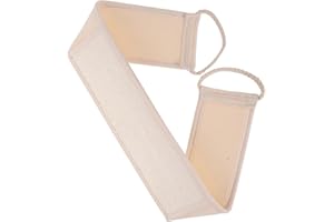 Fokmuaex 1pcs Natural Loofah Back Scrubber with Long Cotton Handles, Exfoliating Bath Towel for Deep Cleansing, Body Scrubber