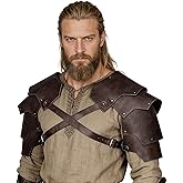 Joukavor Medieval Leather Pauldron Shoulder Armor Viking Renaissance LARP Cosplay Accessory for Men