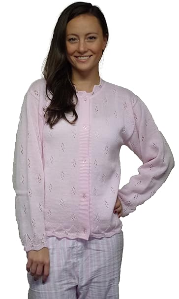 Kranz Wolle Damen Bettjacke Gestrickt mit Langarm Cardigan Nachtwäsche Strickjacke Weich