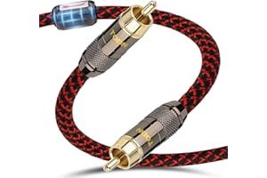 TODN HiFi Digital Coaxial Audio Cable for Audiophile 75-Ohm SPDIF Coax Subwoofer Cable RCA to RCA with OFC Core and Shielded (3ft /1m)