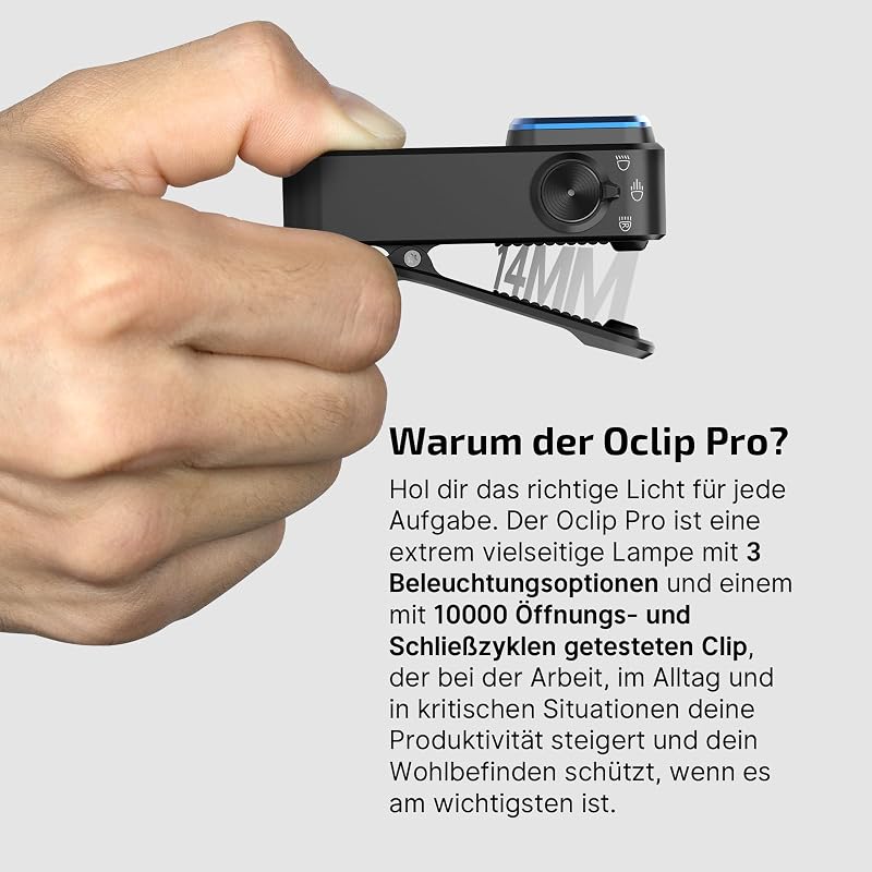 Oclip Pro Mini clip EDC-Taschenlampe mit Wiederaufladbare 500LM 120M
