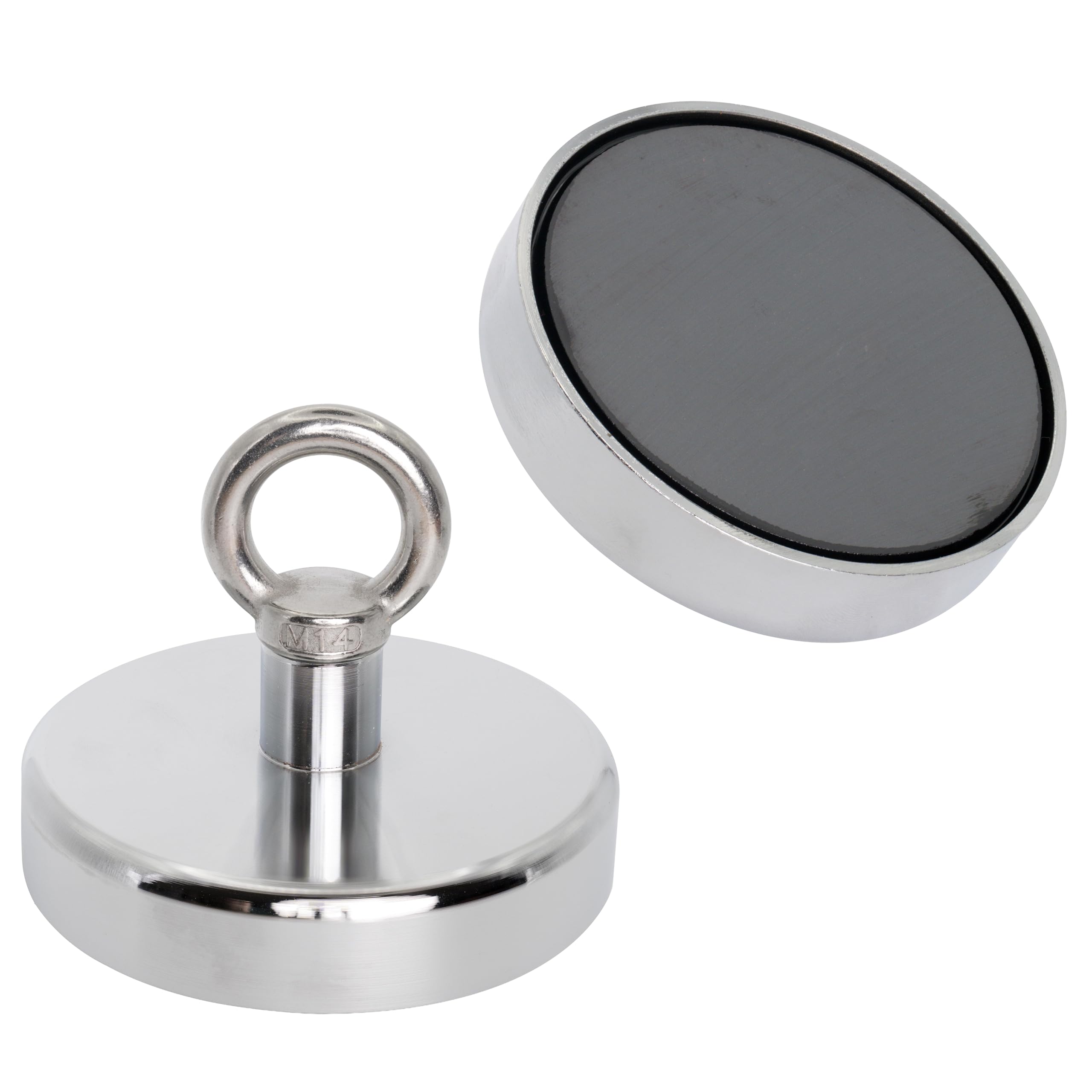Ferrite Marine Recovery and River Fishing Magnet with Eyebolt for Magnet Fishing, Recovery, Retrieval and Treasure Hunting - 125mm dia x 100mm tall - 130kg Pull